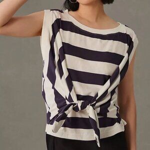 NWT Anthropologie Maeve Stripped Tie Front Wrap Tee